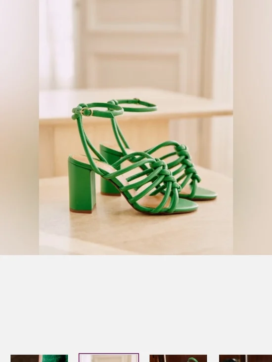 Sézane Editions Women's Deborah Leather Sandals Vibrant Green 7 - Picture 4 of 14